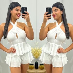 White ruffle romper